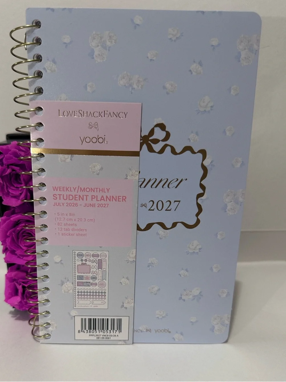 Love Shack Fancy x yoobi Blue Floral School/Office Planner & 5pk Pen - Gift set